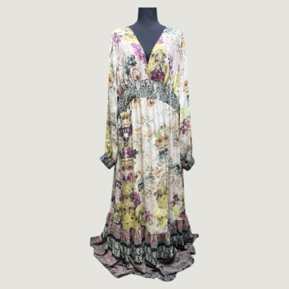 Sundance Maxi Dress Size 16 Adair Boho Floral Long Sleeve V-neck Romantic Hippie